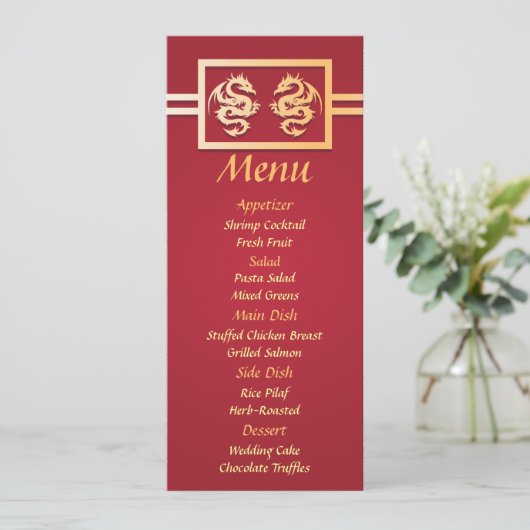 Rood- en gouddragoweddenschappen, menu Binnenkomst (Staand voorkant)