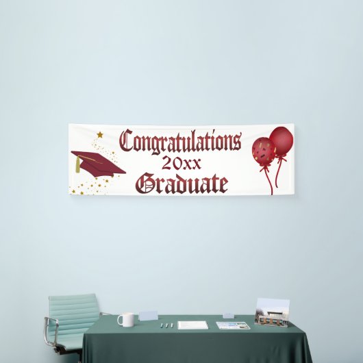Rood en gouden Afstuderen banner (Beurs)
