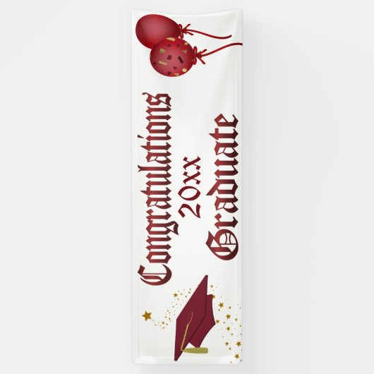 Rood en gouden Afstuderen banner (Verticaal)