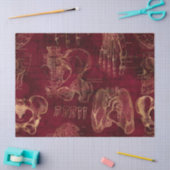 Rood en gouden anatomie Tekening op rode lospagina Tissuepapier (Craft)