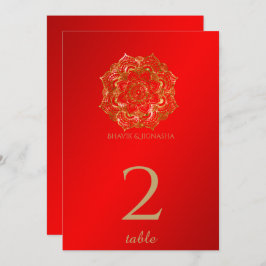 Rood en Gouden Bloem Indiaas Lijstnummer Kaart