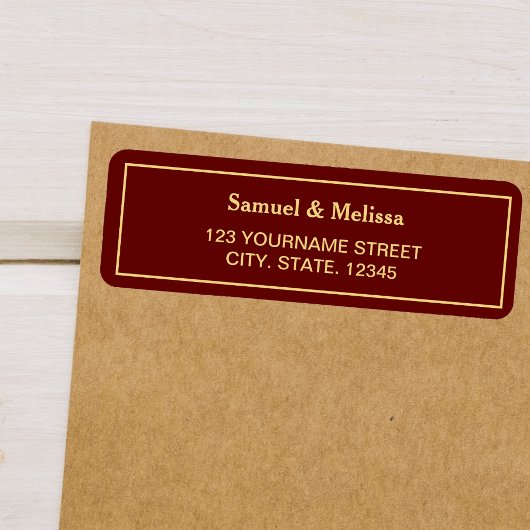 Rood en gouden bruiloft etiket