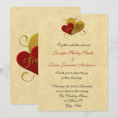 Rood en gouden bruiloft kaart (Voorkant / Achterkant)
