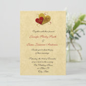 Rood en gouden bruiloft kaart (Staand voorkant)