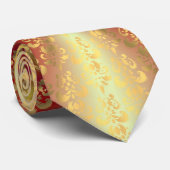 Rood en gouden damast stropdas (Opgerold)