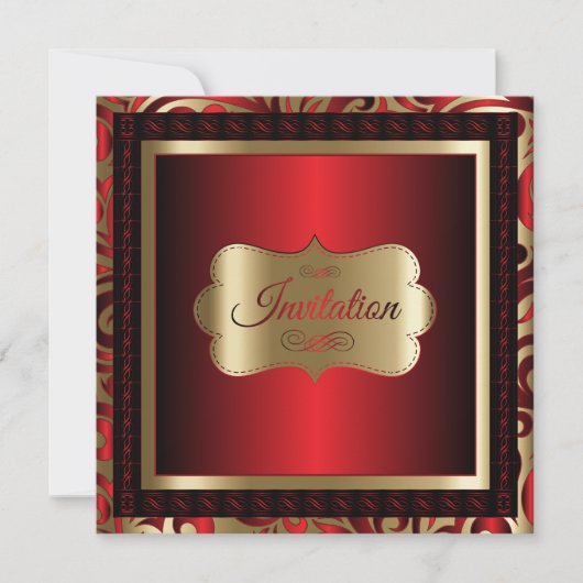 Rood- en gouden feestdag | Uitnodigingen (Voorkant)