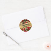 Rood en Gouden Folie Leopard Wild One Ronde Sticker (Envelop)