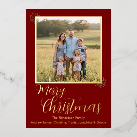 Rood en Gouden Folie Vakantie Kaart (Voorkant)