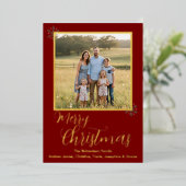 Rood en Gouden Folie Vakantie Kaart (Staand Voorkant)