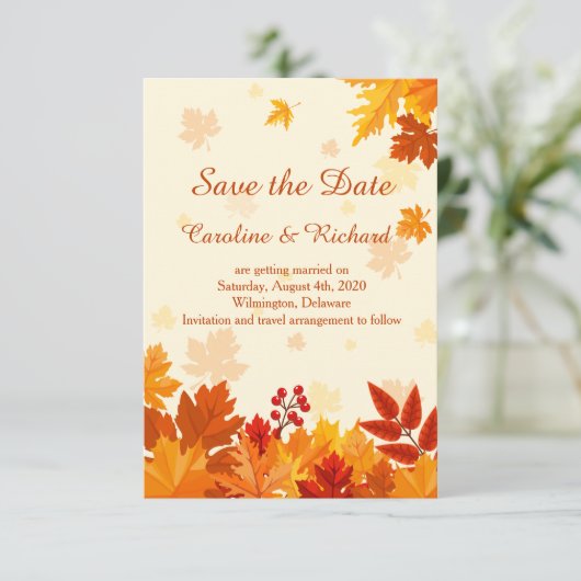 Rood en gouden herfst sparen de Datum Kaart (Staand voorkant)