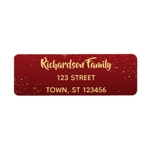 Rood en gouden kerstadres etiket (Voorkant)