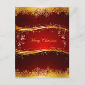 Rood- en gouden kerstballen en Snowflakes Feestdagenkaart (Voorkant)