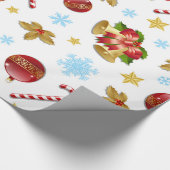 Rood- en gouden kerstballen, kerstheilig cadeaupapier (Hoek)