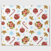 Rood- en gouden kerstballen, kerstheilig cadeaupapier (Vlak)