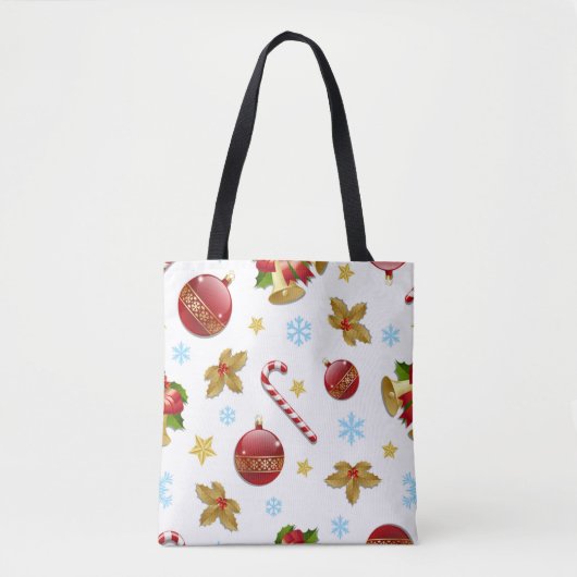 Rood- en gouden kerstballen, kerstheilig tote bag (Voorkant)