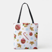 Rood- en gouden kerstballen, kerstheilig tote bag (Achterkant)