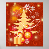 Rood- en gouden kerstboom poster (Voorkant)