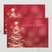 Rood en gouden kerstbruiloft bedankkaart (Voorkant / Achterkant)