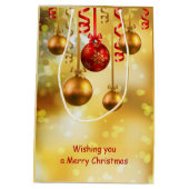 Rood- en gouden kerstbubbels medium cadeauzakje (Achterkant)