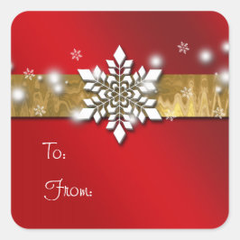Rood en gouden kerstcadeau Label Sticker