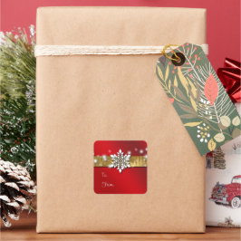 Rood en gouden kerstcadeau Label Sticker