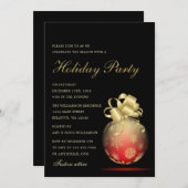 Rood- en gouden kerstfeestdag kaart (Voorkant / Achterkant)