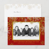 Rood en gouden kerstfoto's Briefkaart (Voorkant / Achterkant)