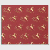 Rood- en gouden kerstinslagpapier cadeaupapier (Vlak)