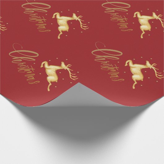 Rood- en gouden kerstinslagpapier cadeaupapier (Hoek)