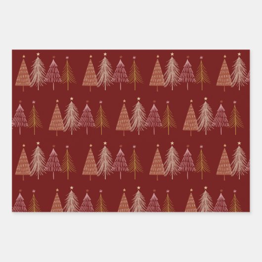 Rood en gouden Kerstmis Inpakpapier Vel (Voorkant 2)