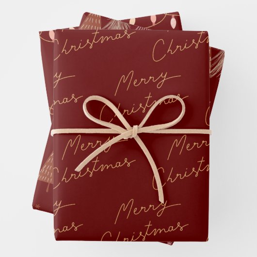 Rood en gouden Kerstmis Inpakpapier Vel (In situ)