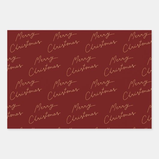 Rood en gouden Kerstmis Inpakpapier Vel (Voorkant)