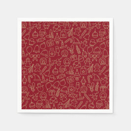 Rood en gouden kerstpatroon | Napkin Servet