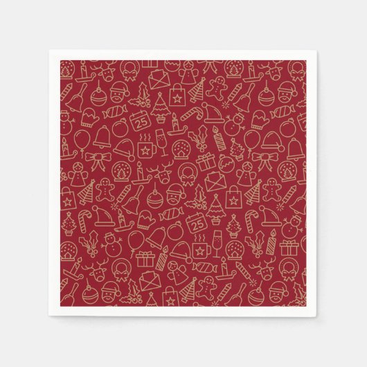 Rood en gouden kerstpatroon | Napkin Servet (Voorkant)