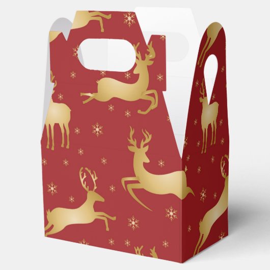 Rood- en gouden kerstrendieren bedankdoosjes (Geopend)