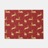 Rood- en gouden kerstrendieren deurmat (Voorkant)