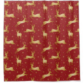 Rood- en gouden kerstrendieren douchegordijn (Voorkant)