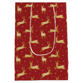 Rood- en gouden kerstrendieren medium cadeauzakje (Achterkant)
