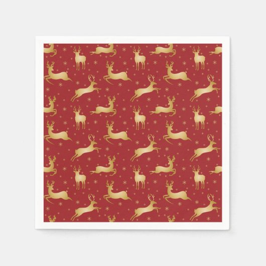 Rood- en gouden kerstrendieren servet (Voorkant)