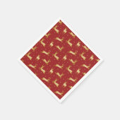 Rood- en gouden kerstrendieren servet (Hoek)