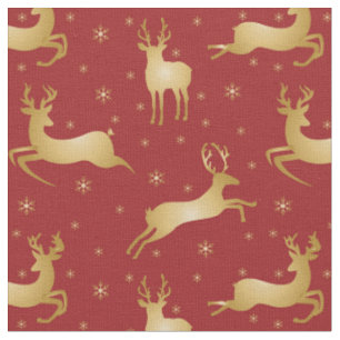 Rood- en gouden kerstrendieren stof