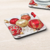 Rood- en gouden kerstsierbekers drankjes onderzetter (Linkerzijde)