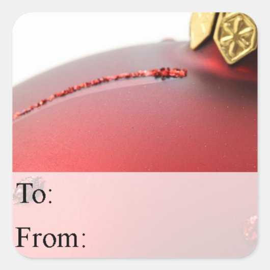 Rood en gouden kerstsierLabel Vierkante Sticker (Voorkant)