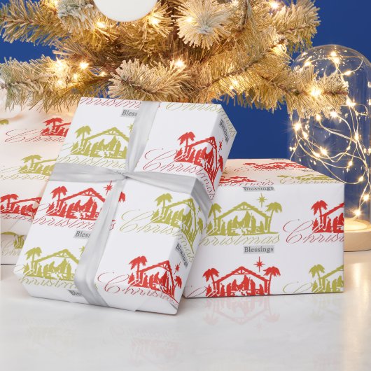 Rood- en gouden kerstzegeningen cadeaupapier (Feestdagen)