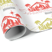 Rood- en gouden kerstzegeningen cadeaupapier (Rol Hoek)