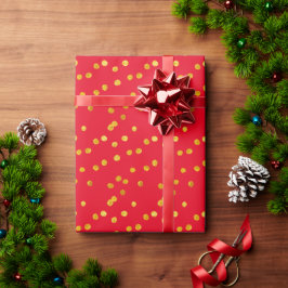 Rood en Gouden Klassieke Minimalistische Kerstmis Cadeaupapier