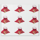 Rood en Gouden Klokken Verpakkend Document Cadeaupapier (Vlak)