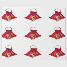 Rood en Gouden Klokken Verpakkend Document Cadeaupapier