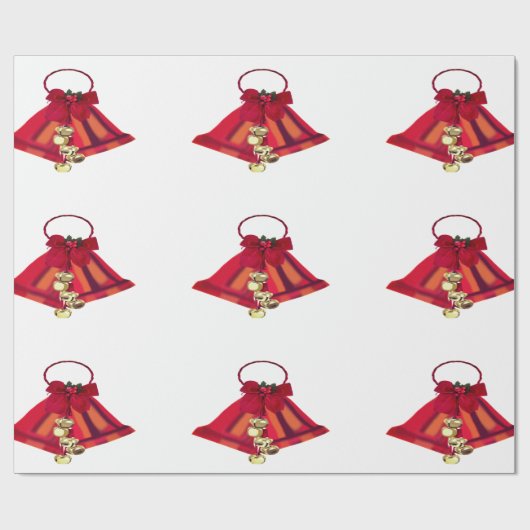 Rood en Gouden Klokken Verpakkend Document Cadeaupapier (Vlak)