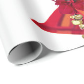 Rood en Gouden Klokken Verpakkend Document Cadeaupapier (Rol Hoek)